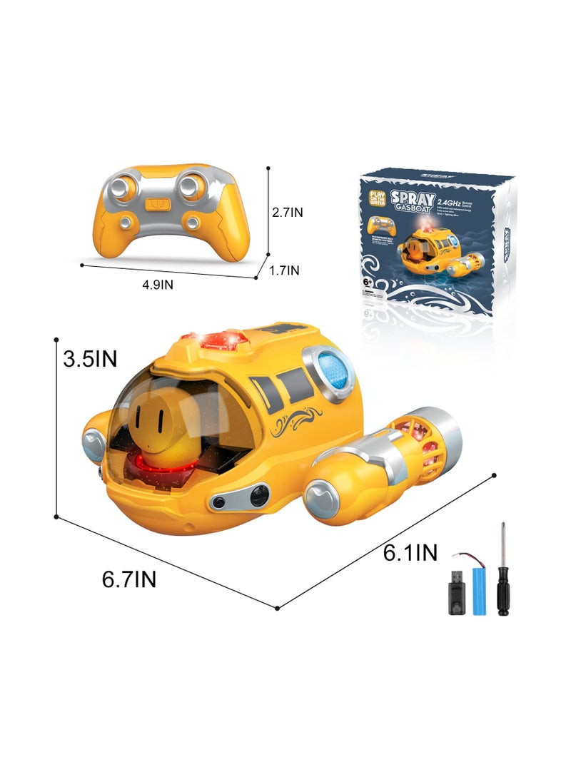 SYOSI - SYOSI Remote Control Boat for Pools and Lakes Toys, RC Spray Gasboat, Light Up RC Boat Water Toy, Fast RC Boats for Adults and Kids, 2.4GHZ Remote Control, Swimming Pool Toy for Boys and Girls - Image 1