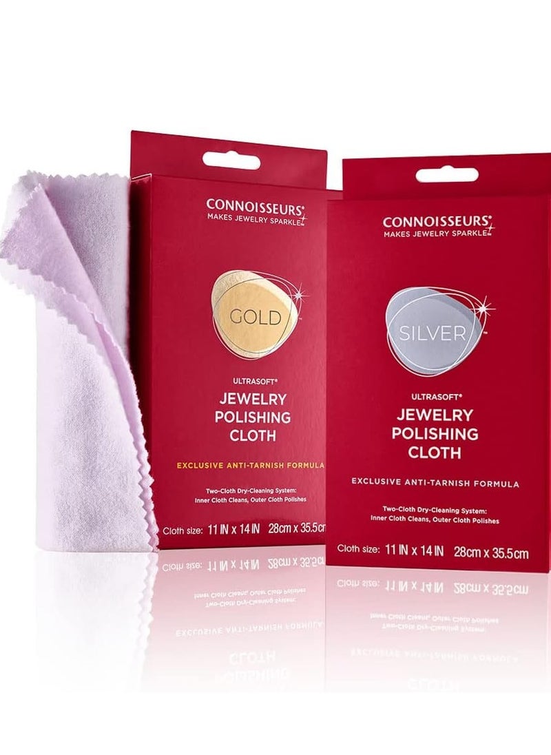 CONNOISSEURS CONNOISSEURS Ultrasoft Gold & Silver Jewelry Polishing Cloth, 1 Count (Pack of 2), synthetic-fiber  - Image 1