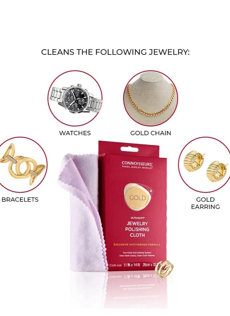 CONNOISSEURS CONNOISSEURS Ultrasoft Gold & Silver Jewelry Polishing Cloth, 1 Count (Pack of 2), synthetic-fiber  - Image 5