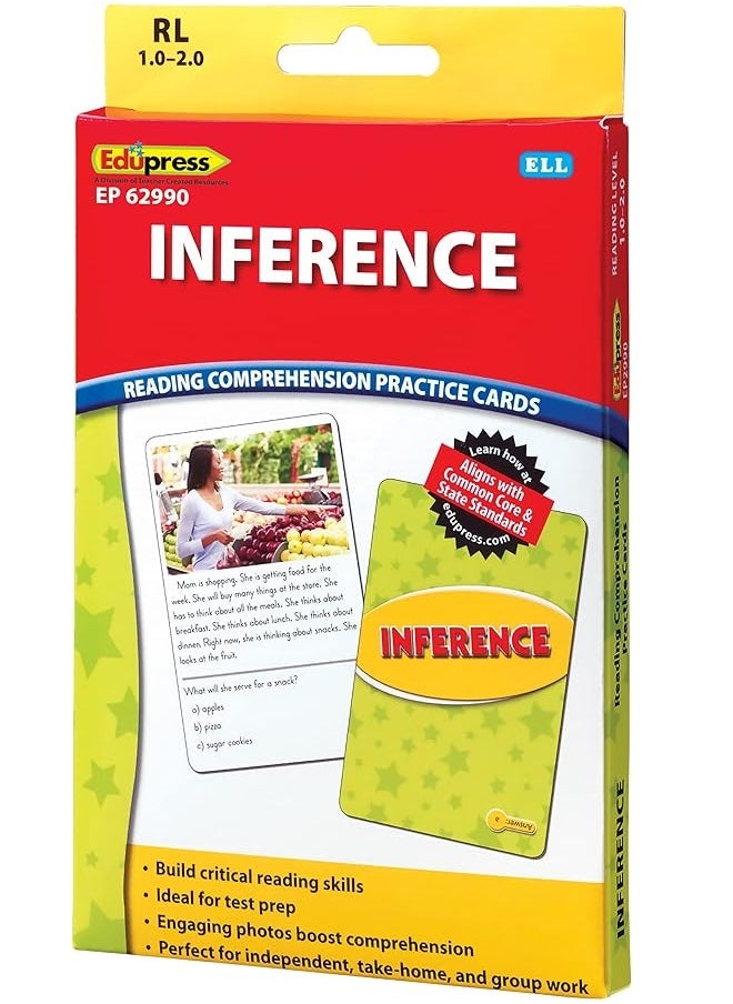 Edupress - Edupress Reading Comprehension Practice Cards, Inference, Yellow Level (EP62990) Medium - Image 1