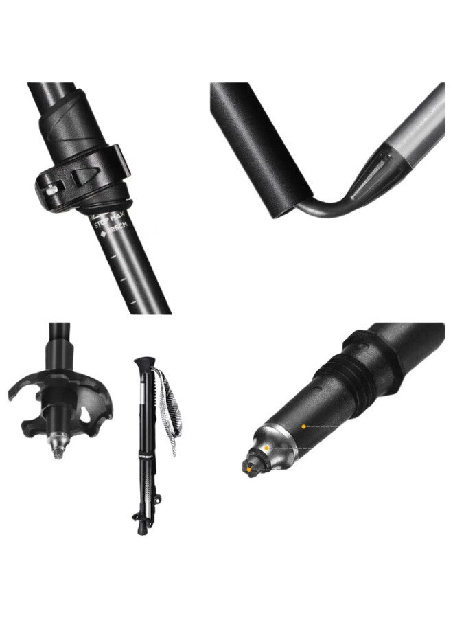 PELLIOT Hiker Outdoor Trekking Pole, Carbon Fiber Folding Hiking Stick, Mountain Climbing Cane, Hiking Equipment, 16403643, Gray - Image 1