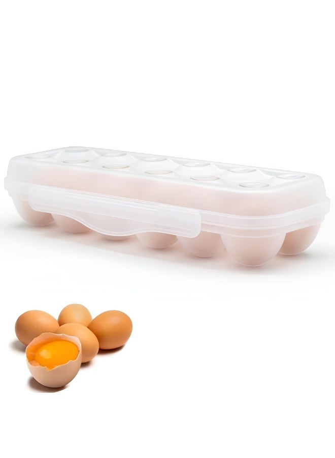Bukela Egg Holder for Fridge, Portable Egg Tray with 12 Spaces, Egg Organizer for Refrigerator with Lid, Stackable Egg Storage with Safety Buckle, for All Kinds of Refrigerators to Store Eggs - Image 1