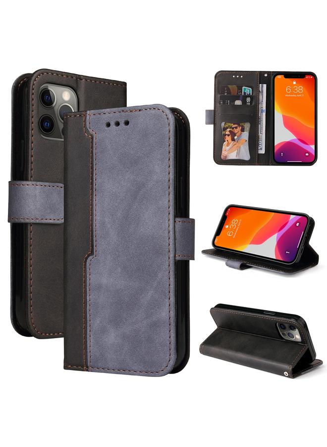 زبون جراب لهاتف iPhone 12 / 12 Pro Business Stitched - جراب جلدي PU ملون قابل للطي أفقيًا مع حامل وفتحات للبطاقات وإطار للصور - Image 1