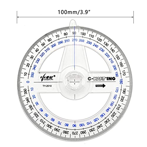 LYHLYA 360° Protractor Pack of 2 Protactors Plastic Protractor Math Protractors Clear Protractor Ruler Drafting Tools Circle Protractor for Geometry - Image 5