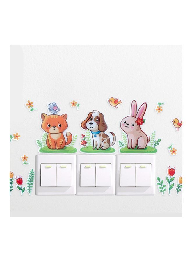 NIBEMINENT 3D Decorative Animal Wall Sticker Green/Pink/Orange 21x11cm - Image 1