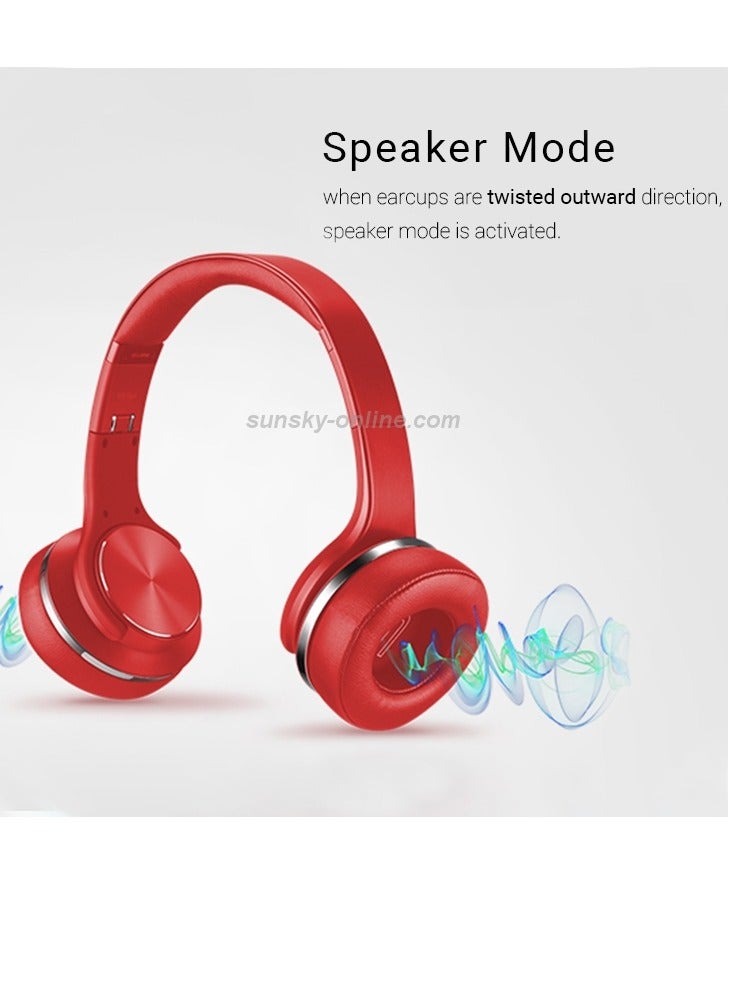 سودو سماعات رأس بلوتوث فوق الأذن مع ميكروفون باللون الأحمر - Image 3