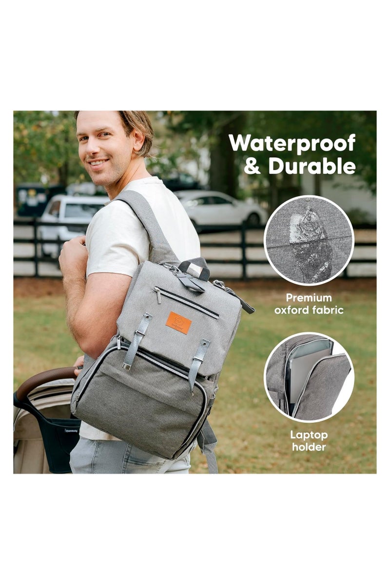 KeaBabies Explorer Diaper Backpack (Classic Gray) - Image 4