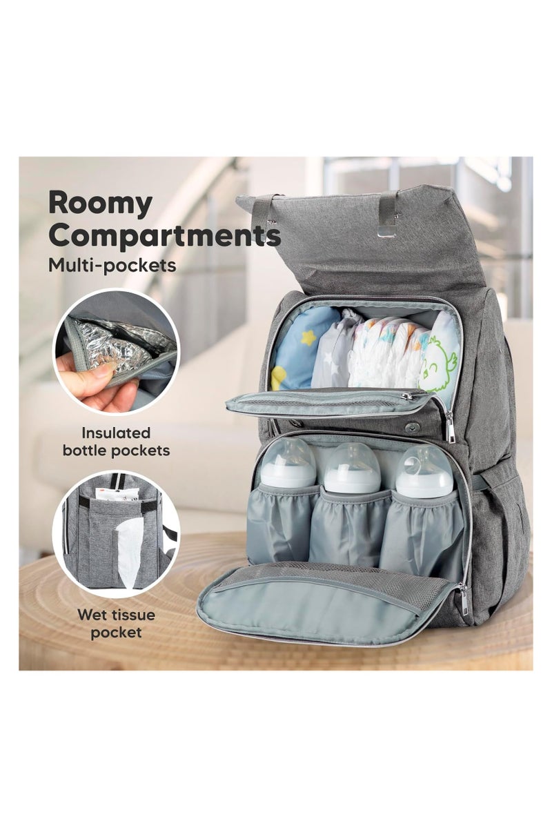 KeaBabies Explorer Diaper Backpack (Classic Gray) - Image 3