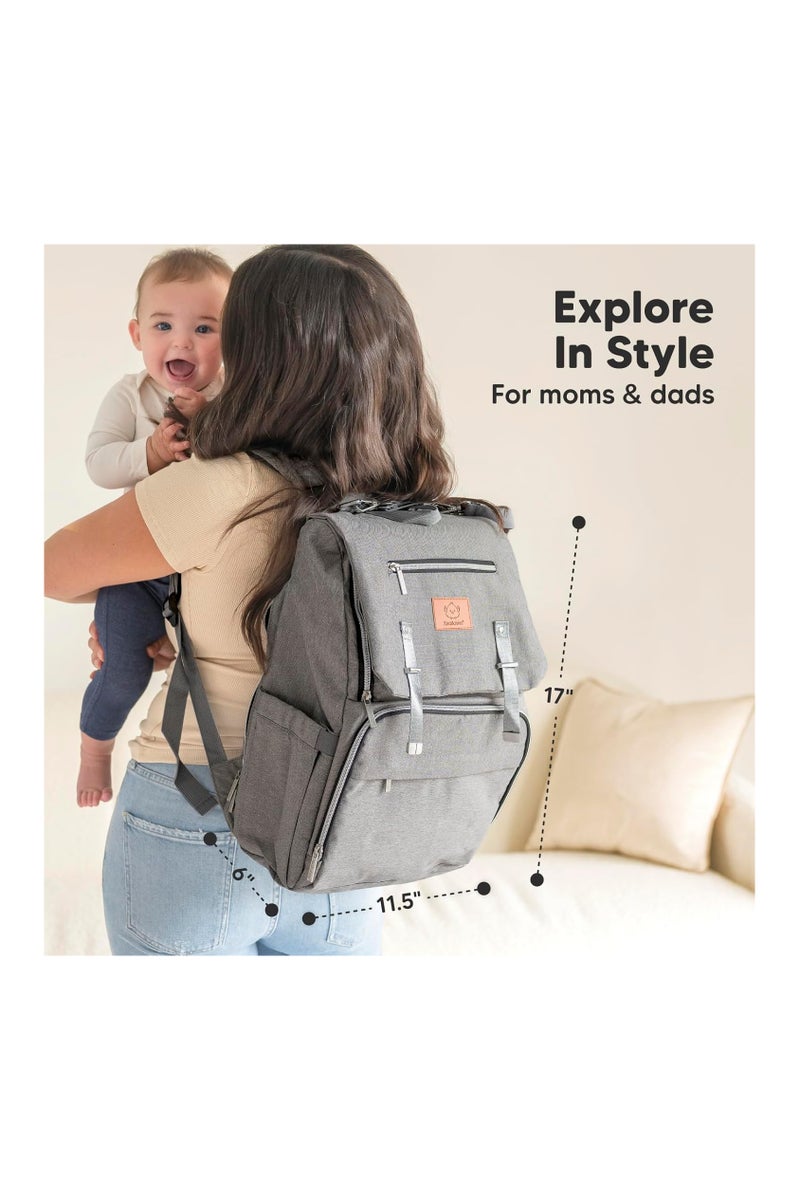 KeaBabies Explorer Diaper Backpack (Classic Gray) - Image 5