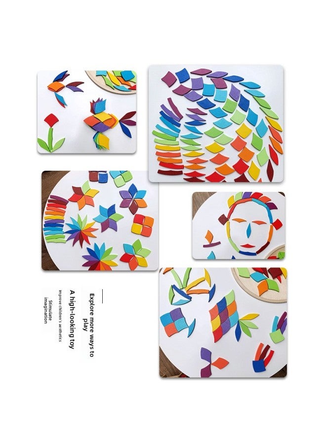 Children's Early Education Toys Children's Rainbow Building Blocks Large Disc Variety Modeling Fun Jigsaw Puzzle-Color:Manmacaron Cyclone Plate-NU - Image 5