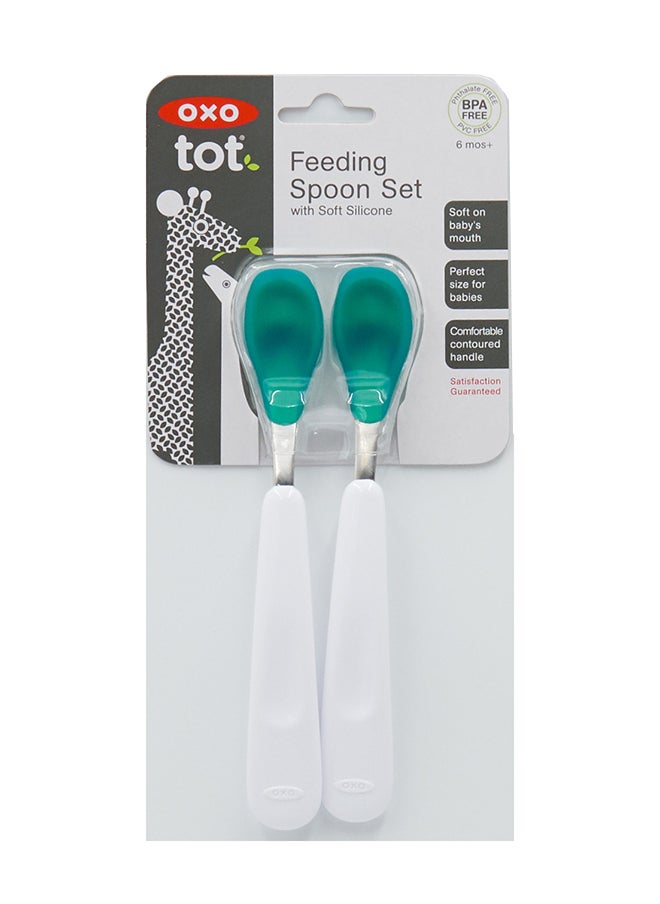 OXO TOT طقم ملاعق تغذية ناعمة من السيليكون - أزرق مخضر  - Image 4