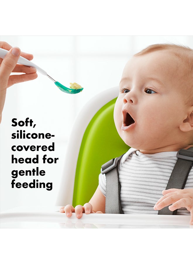 OXO TOT - طقم ملاعق تغذية ناعمة من السيليكون - أزرق مخضر - Image 1