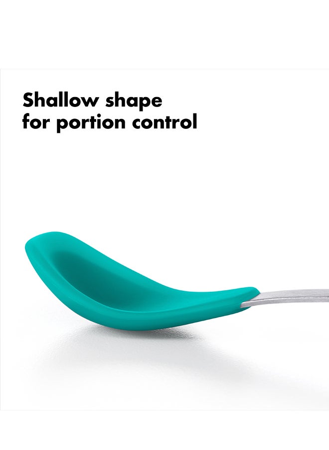 OXO TOT - طقم ملاعق تغذية ناعمة من السيليكون - أزرق مخضر - Image 1