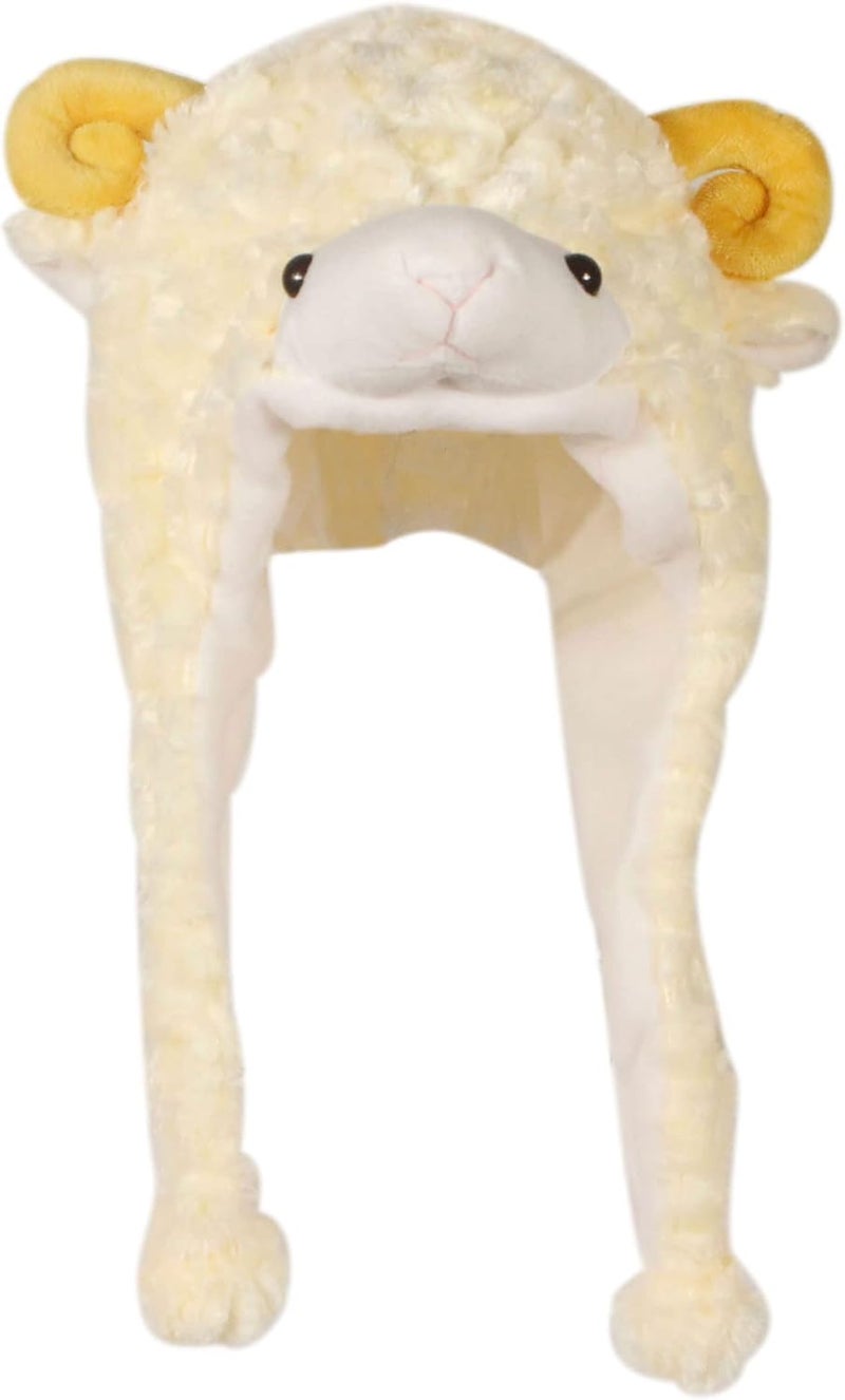 Timiot Cute Plush Animal Character Winter Hat Fun Ski Cap with Detailed Animal Face Long Ear Straps with Pom Pom Ends - Image 1