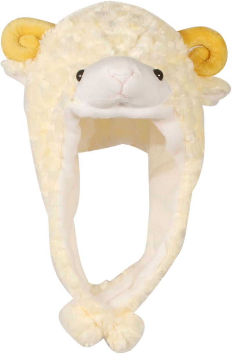 Timiot Cute Plush Animal Character Winter Hat Fun Ski Cap with Detailed Animal Face Long Ear Straps with Pom Pom Ends - Image 2