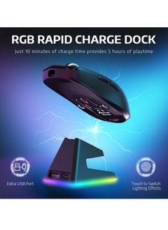 هجوم القرش X6 ماوس ألعاب لاسلكي خفيف الوزن مع 3 أوضاع سلكية 2.4G BT5.2 حتى 26K DPI RGB تعمل باللمس قاعدة شحن مغناطيسية  - Image 4