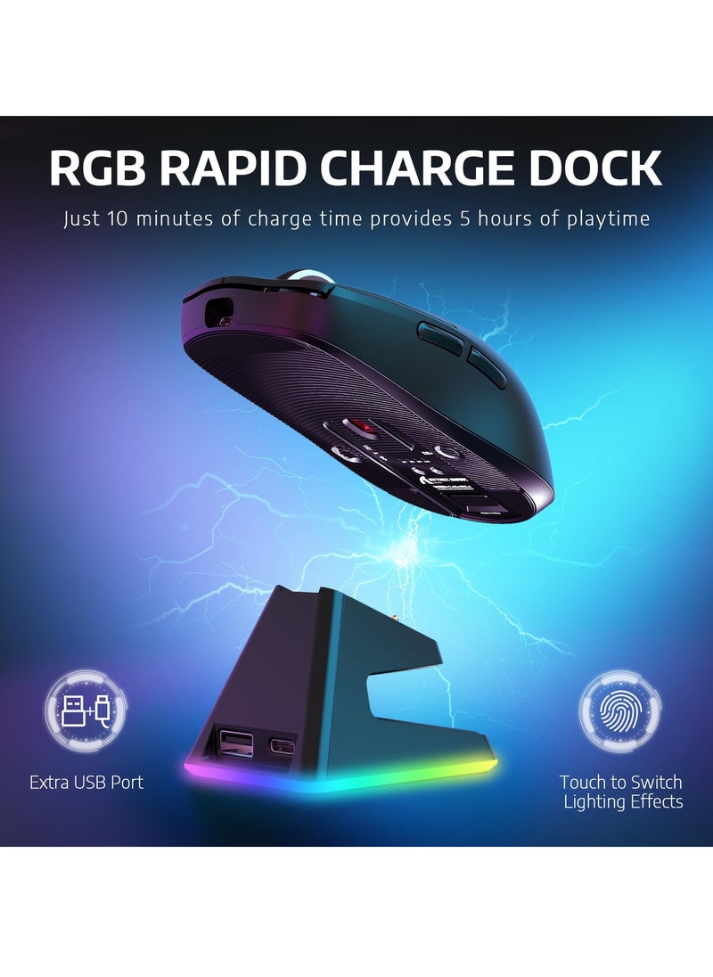 Attack Shark - X6 Lightweight Wireless Gaming Mouse with 3 Mode Wired 2.4G BT5.2 Up to 26K DPI RGB Touch Magnetic Charging Base - Image 1