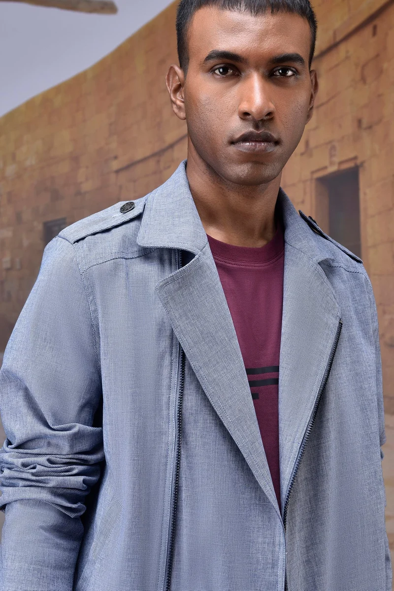 Genes Lecoanet Hemant سترة رمادية بياقة دراجة نارية