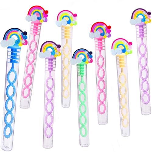 PSDFH 24 Packs Mini Bulk Rainbow Shape Bubble Wands for School Beach Pool Theme Summer Party Supplies - Image 1