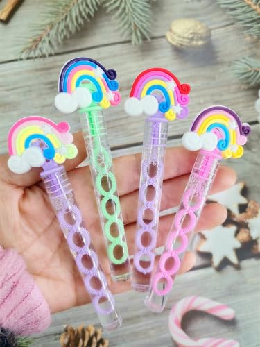 PSDFH 24 Packs Mini Bulk Rainbow Shape Bubble Wands for School Beach Pool Theme Summer Party Supplies - Image 5
