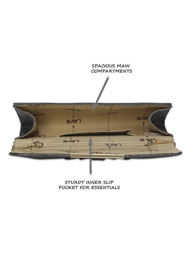 Lavie Women's Dazz Foldover Clutch Black Ladies Purse Handbag - Image 5