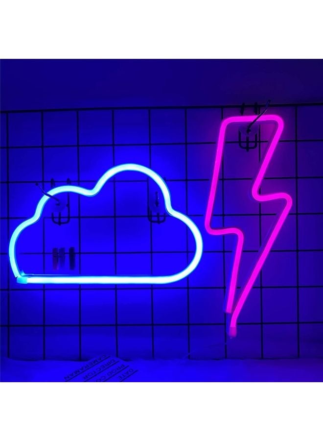 2-Piece Cloud Sign LED Neon Lights Combination Blue/Pink 30x18cm - Image 1