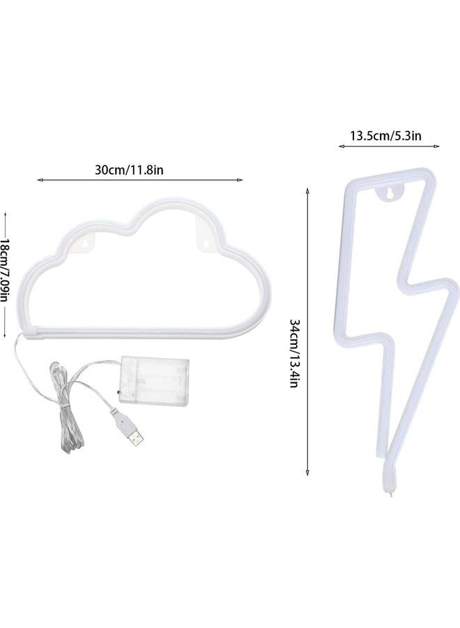 2-Piece Cloud Sign LED Neon Lights Combination Blue/Pink 30x18cm - Image 4