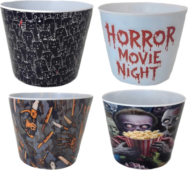 Funny Guy Mugs Popcorn Bowls for Halloween Movie Night Classic Retro Plastic Bowl Set Home Theater Accessories Reusable BPA Free 4Pack - Image 1