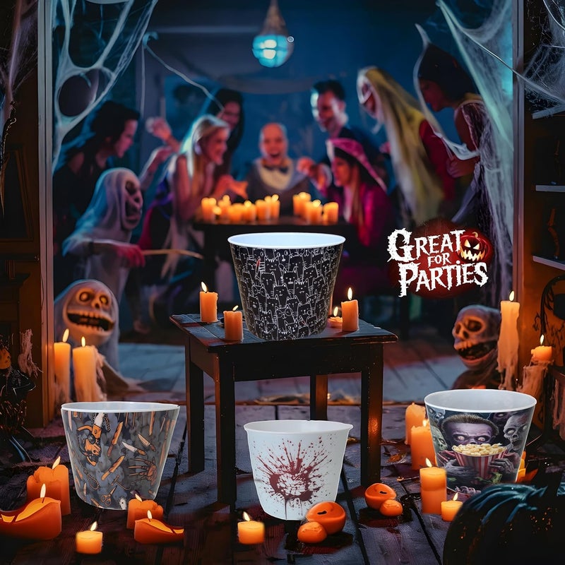 Funny Guy Mugs Popcorn Bowls for Halloween Movie Night Classic Retro Plastic Bowl Set Home Theater Accessories Reusable BPA Free 4Pack - Image 3