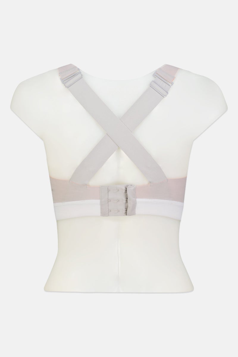 Reebok Women Brand Logo Slightly Padded Sports Bra, Grey/Lilac - Image 2