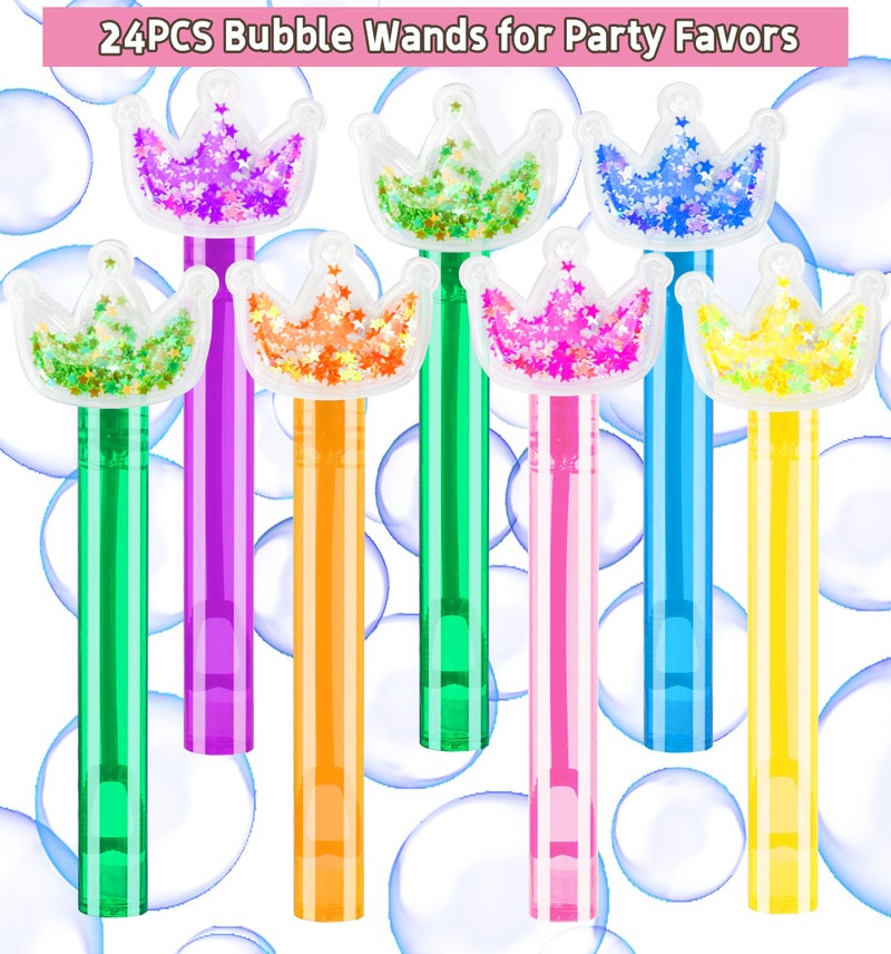 PLOUGVI 24PCS Glitter Crown Bubble Wands Toys for Kids, Princess Birthday Party Favors Supplies Decorations, Classroom Prizes, Pinata Fillers, Goodie Bag Stuffers Gifts - Image 2