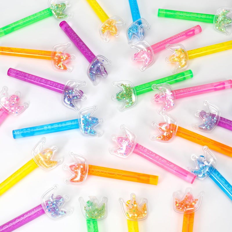 PLOUGVI 24PCS Glitter Crown Bubble Wands Toys for Kids, Princess Birthday Party Favors Supplies Decorations, Classroom Prizes, Pinata Fillers, Goodie Bag Stuffers Gifts - Image 5
