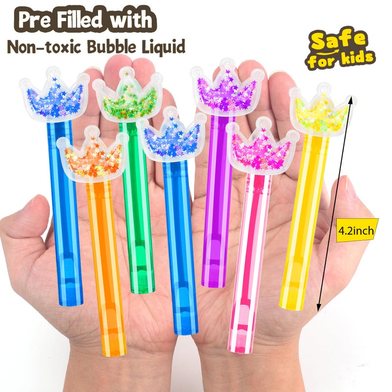 PLOUGVI 24PCS Glitter Crown Bubble Wands Toys for Kids, Princess Birthday Party Favors Supplies Decorations, Classroom Prizes, Pinata Fillers, Goodie Bag Stuffers Gifts - Image 3