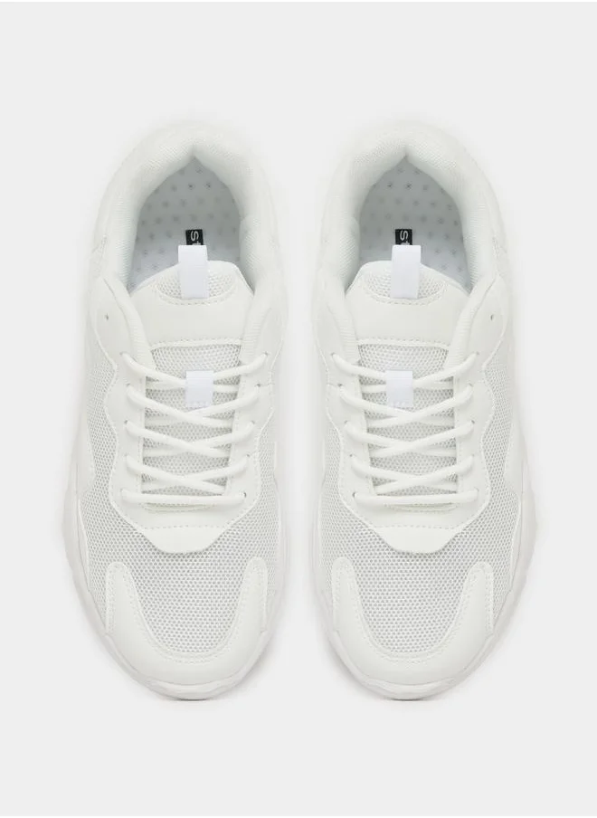 ستايلي Textured Mesh Lace Up Sneakers