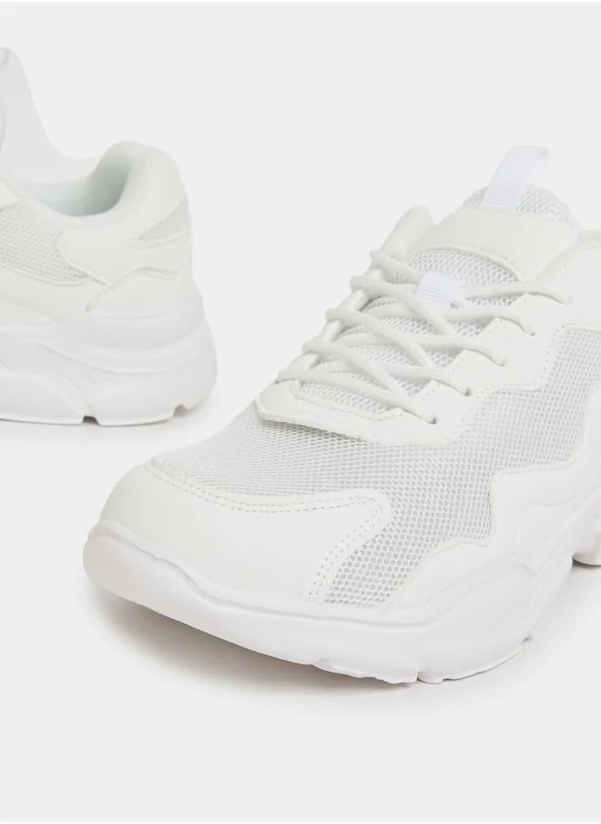 ستايلي Textured Mesh Lace Up Sneakers