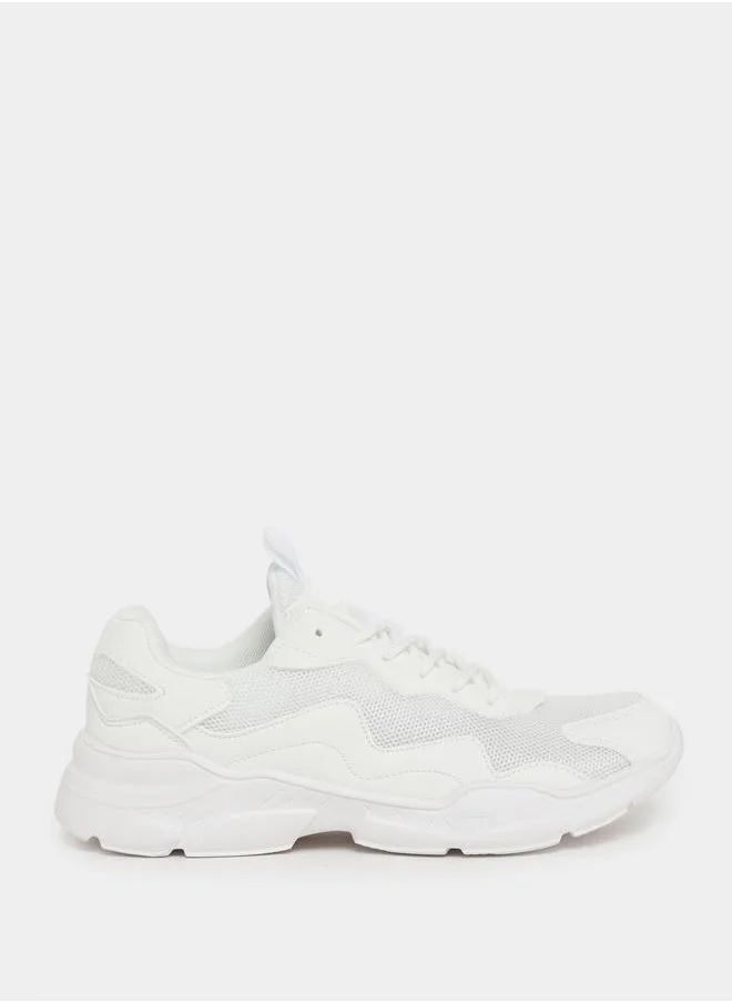 ستايلي Textured Mesh Lace Up Sneakers