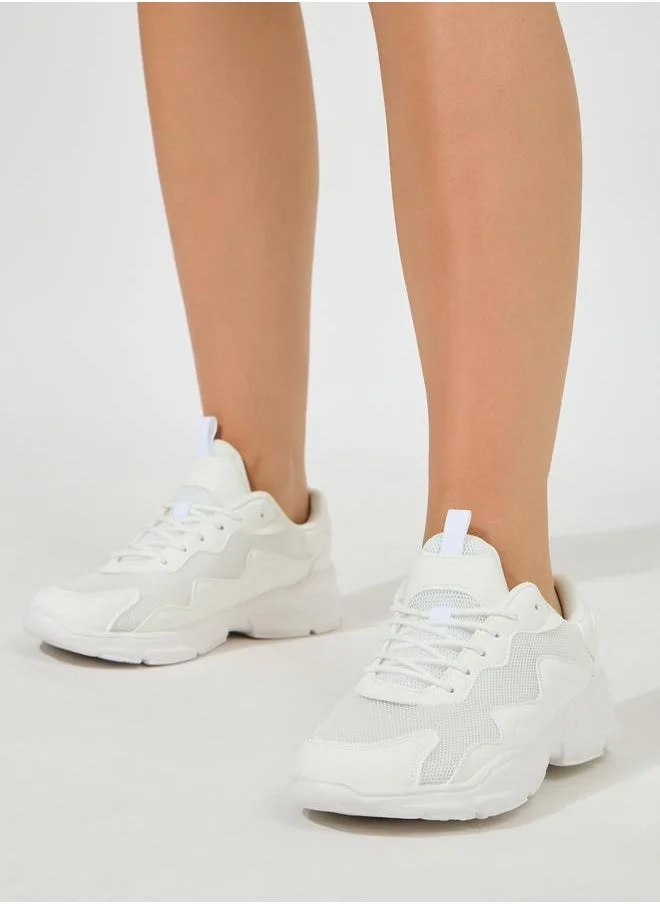 ستايلي Textured Mesh Lace Up Sneakers