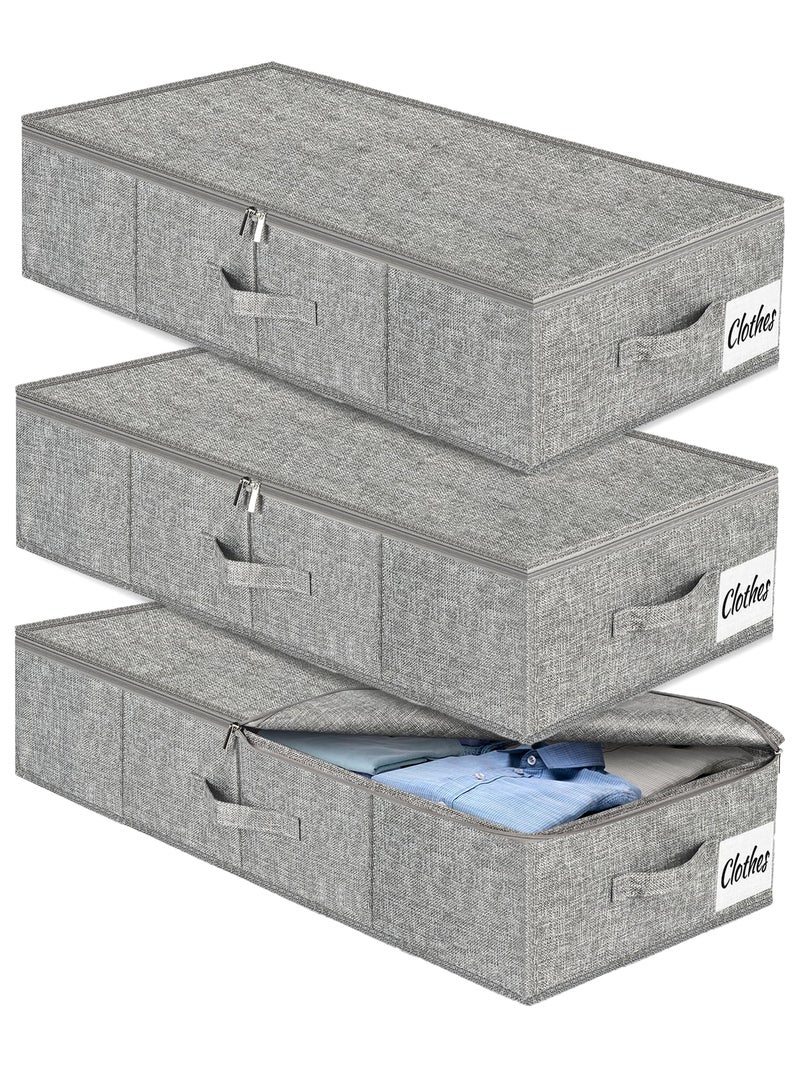 Kukikan Under Bed Storage Container Bin 3 Pack, Low Profile Foldable Underbed Clothes Storage Organizer W/ Ultra Thick Fabric and Sturdy Bottom/Sides, Dual Zipper Storage Box for Dorm and Home 30x16x6.7" - Image 1