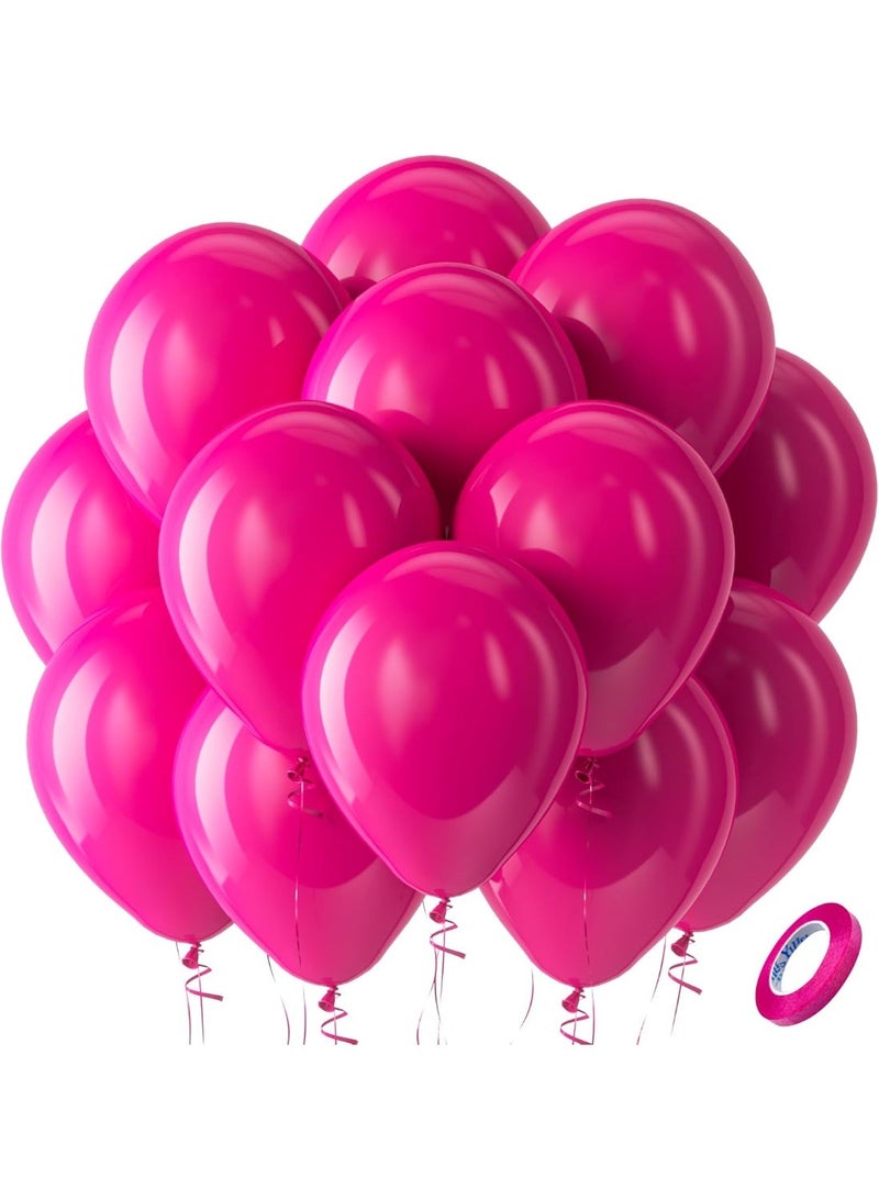 SFENG 100 Pack 12 Inch Hot Pink Latex Balloons, Helium Quality Round Party Balloons for Birthday, Wedding, Valentine’s Day, Baby Shower, Arch Garland Backdrop Decorations - Image 1