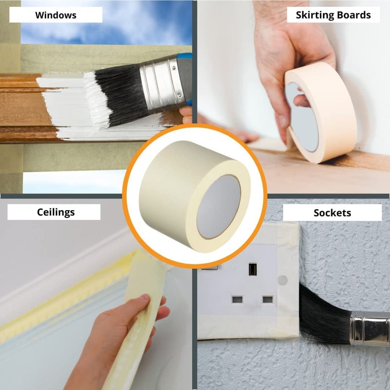 ISAN ® General Purpose Paper Masking Tape 36mm (1.5" Approx) Width X 20m Length (2 Pcs) - Image 2