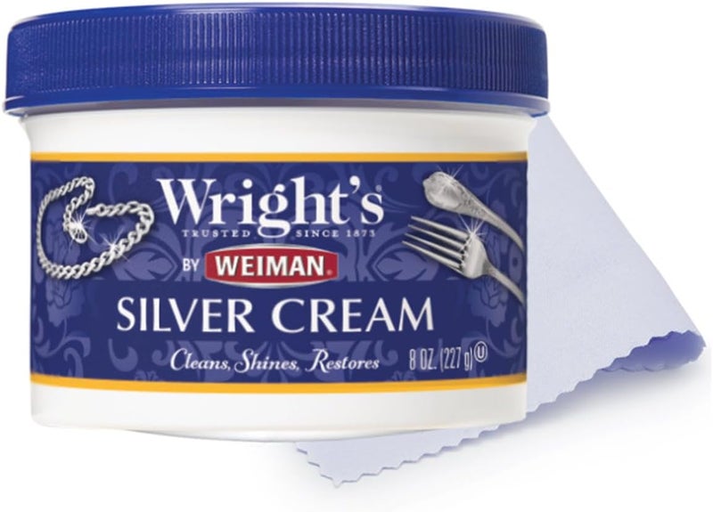 Wright's Silver Cleaner and Polish Cream - 237ml with Polishing Cloth - Ammonia-Free - Gently Clean and Remove Tarnish without Scratching - Image 1