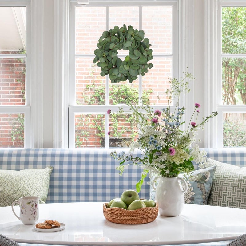 Briful 15'' Faux Eucalyptus Wreaths for Front Door, Real Touch Greenery Silver Eucalyptus Artificial Door Wreath for Home Farmhouse Wall Mantlte Window Decor - Image 4