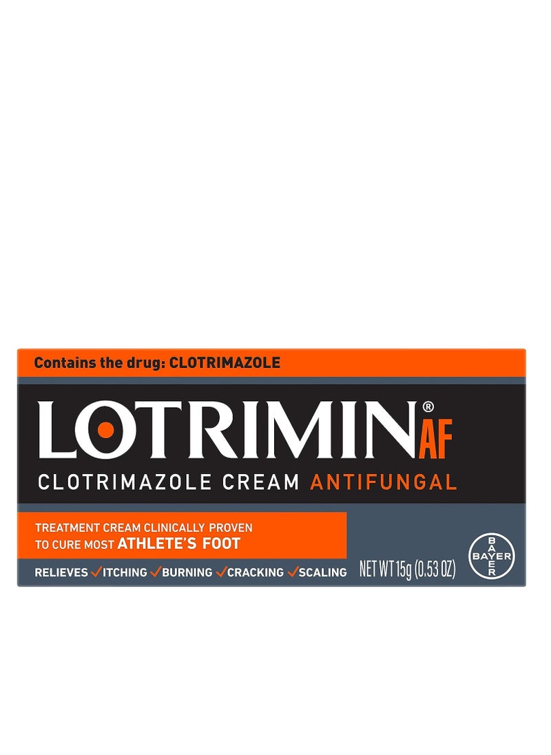 Lotrimin Lotrimin AF cream for athlete's foot clotrimazole 1% antifungal treatment clinically proven effective antifungal treatment of most AF jock itch and ringworm cream 15 grams Packaging may vary  - Image 1