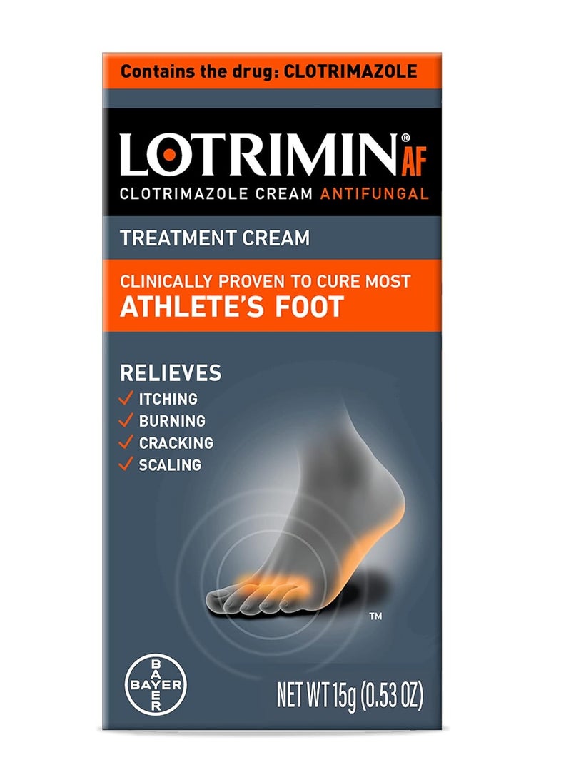 Lotrimin Lotrimin AF cream for athlete's foot clotrimazole 1% antifungal treatment clinically proven effective antifungal treatment of most AF jock itch and ringworm cream 15 grams Packaging may vary  - Image 2