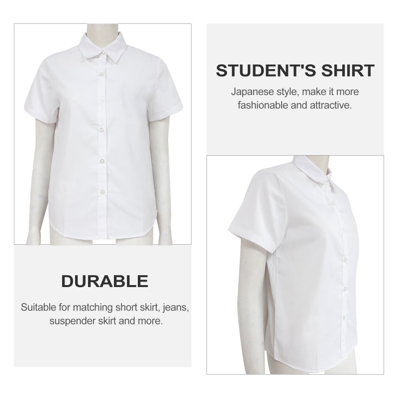 2 pcs Japanese Style Student Uniform Class Shirt Short Sleeve School Uniform School Dress Class Uniform for School (Girls S) - Image 3