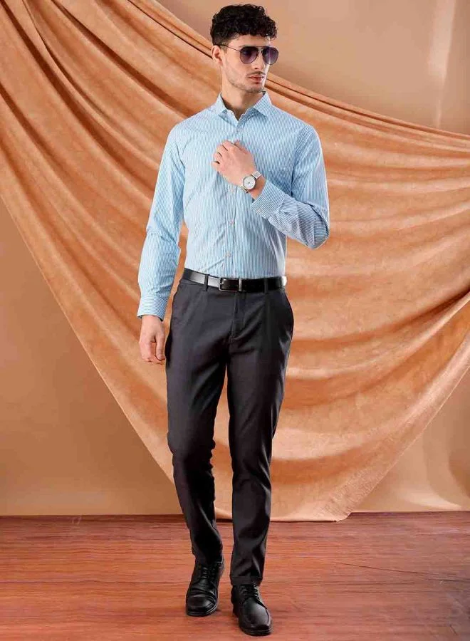 شركة المرآب الهندية Men Slim Fit Striped Full Sleeves Cutaway Collar Formal Shirt