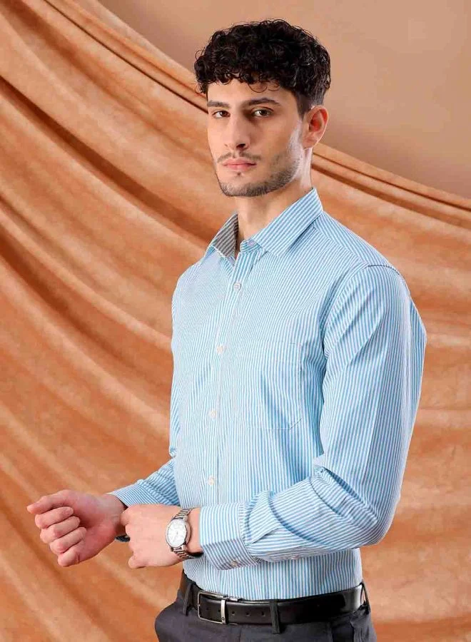 شركة المرآب الهندية Men Slim Fit Striped Full Sleeves Cutaway Collar Formal Shirt