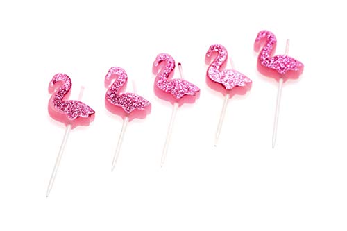 Creationtop Birthday Candles - 1st & 5th Birthday - Pink Flamingo - Wedding Love (Flamingo/Pink Glitter) - Image 4