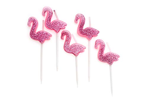 Creationtop Birthday Candles - 1st & 5th Birthday - Pink Flamingo - Wedding Love (Flamingo/Pink Glitter) - Image 2
