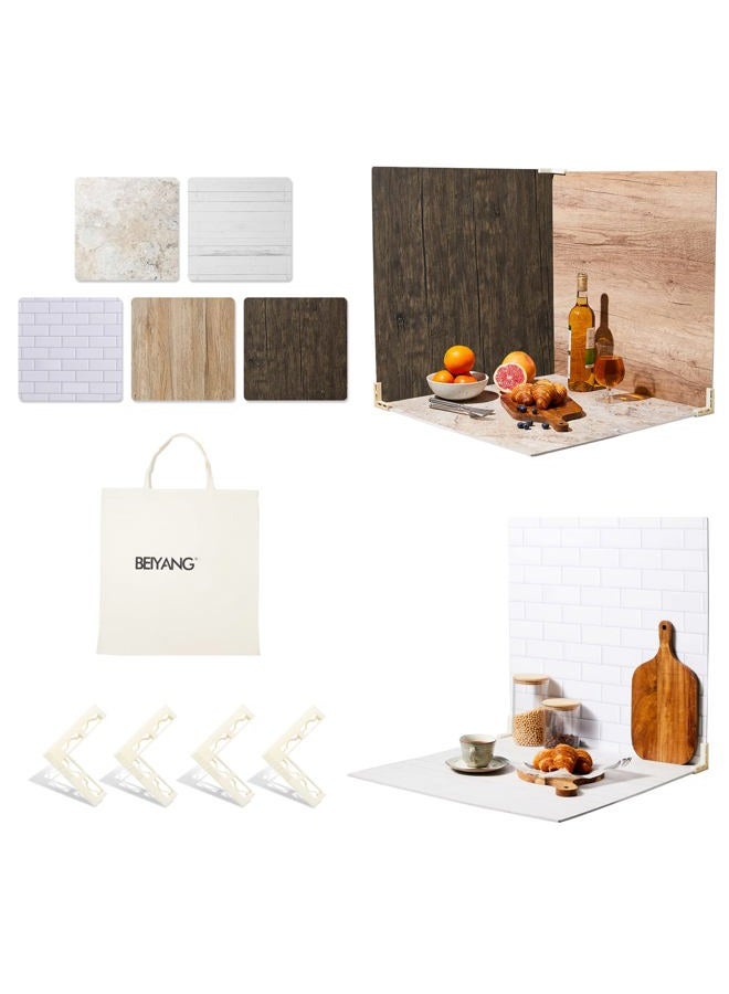 BEIYANG 5 PCS 24X24 Inch Boards Photo Backdrop for Flat Lay, Food Photography Background, BEIYANG - Image 1